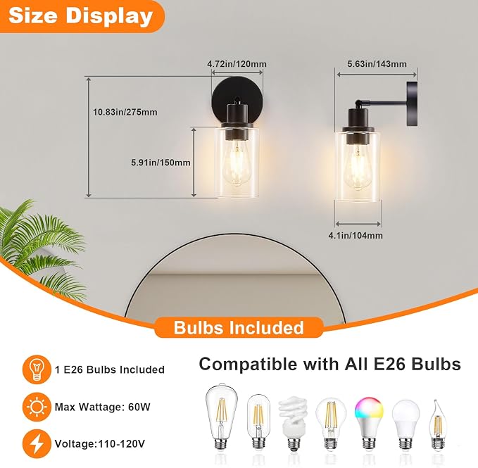 DLLT Wall Sconces Set of Two: Modern Bathroom Vanity Light Fixtures - Image 7
