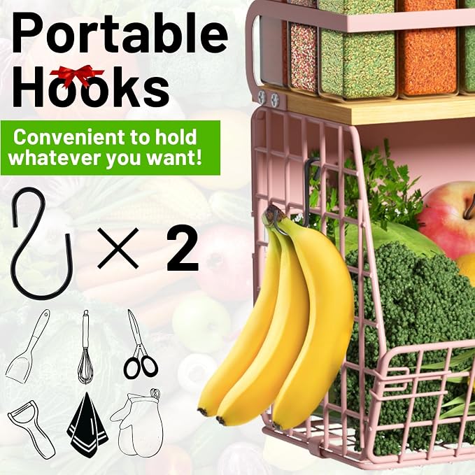 Magnetic Shelf for Fridge with Wood Lid, Fruit Potato and Onion Storage Bins - Image 6