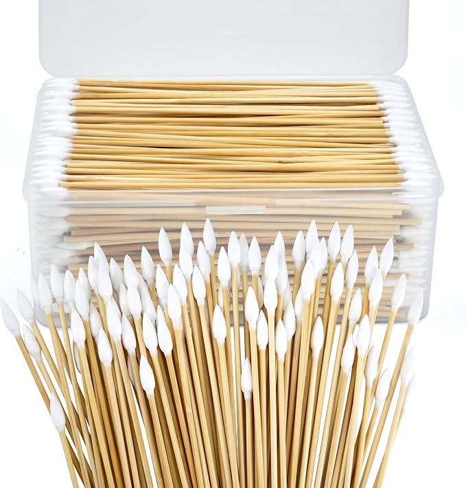 500/1000 Count 6'' Long Round/Pointed Cotton Swabs Durable Stem, Lint- Free Gun by GUNTECHKIT