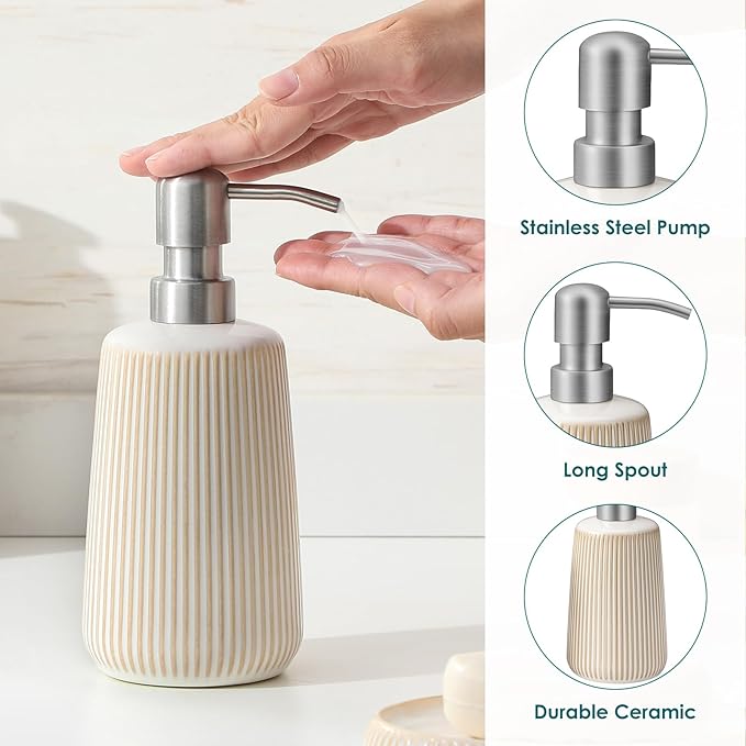 vancasso Ceramic Bathroom Accessories Set 4 Piece, Soap Dispenser - Image 3
