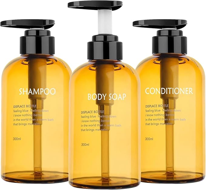 3pcs Refillable Shampoo and Conditioner Bottles, 16.9oz/500ml Shampoo by Wellax
