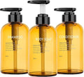 3pcs Refillable Shampoo and Conditioner Bottles, 16.9oz/500ml Shampoo by Wellax