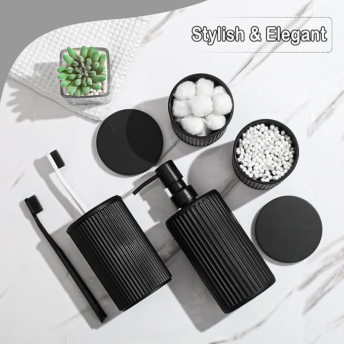 Matte Black Bathroom Accessories Set, Soap Dispenser, Toothbrush Holder - Image 6