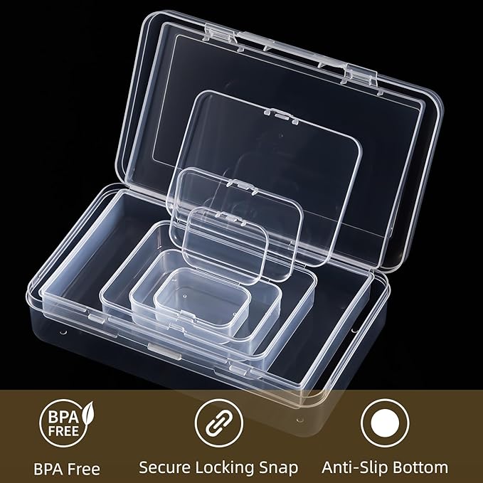 Goodma 42 Pieces Mixed Sizes Rectangular Empty Mini Clear Plastic Organizer - Image 3