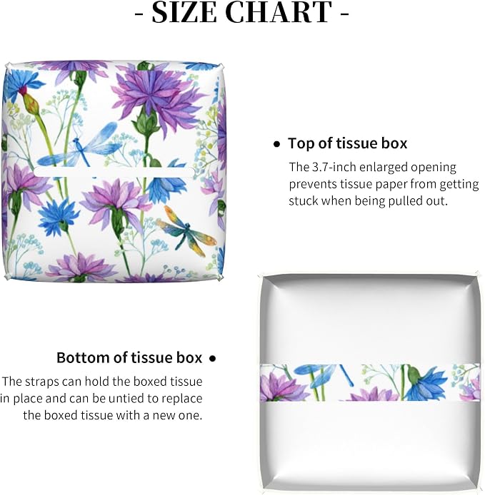 Watercolor Flowers and Dragonflies Tissue Box Cover Square - Image 5