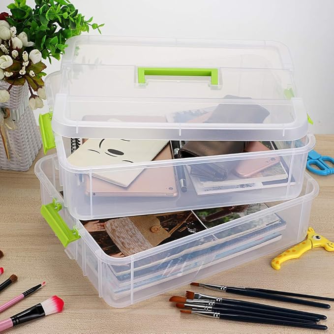 BTSKY 2 Layer Stack & Carry Box, Plastic Multipurpose Portable Storage - Image 6