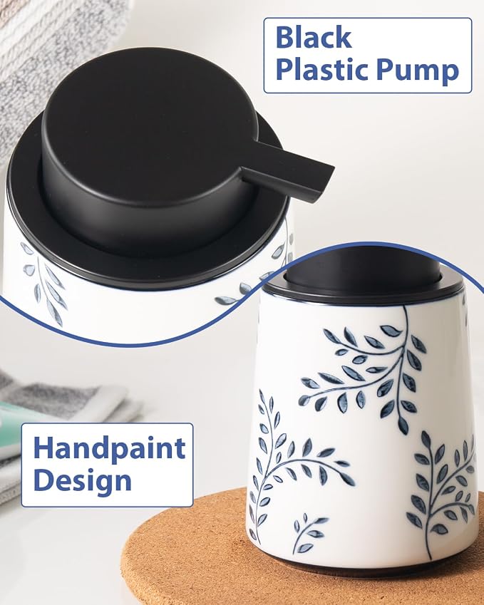 Hand Soap Dispenser for Bathroom, Ceramic Lotion Dispenser, Chinoiserie - Image 5
