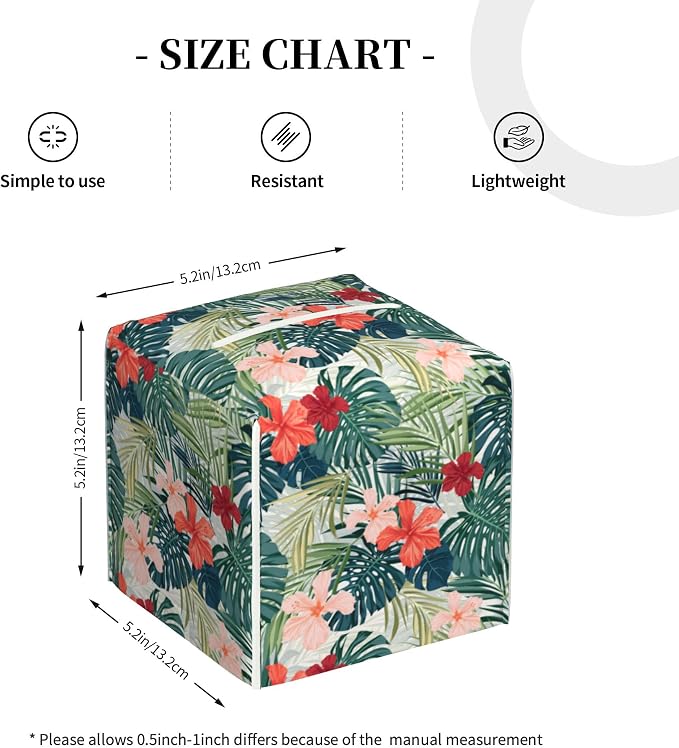 Palm Leaves and Flowers Tissue Box Cover Square, Tropical Plants and Floral - Image 4