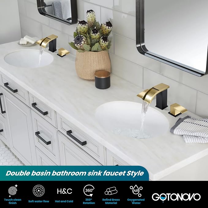 gotonovo Waterfall 8 inch Widespread Bathroom Faucet Set Bathroom Sink Faucet 3 - Image 2