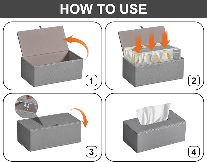Tissue Box Cover Rectangular 9.8" x 5.3" x 4.3" Refined Modern PU Leather - Image 6