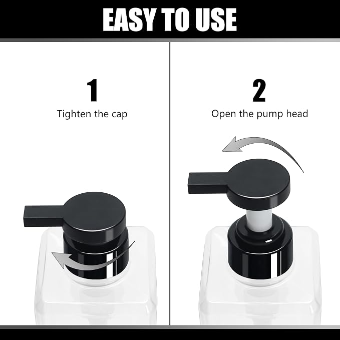 YACAYACE 16.9oz Clear Shampoo and Conditioner Dispenser Set, Refillable Pump - Image 5