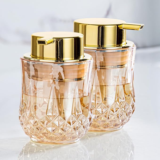Gold Foaming Soap Dispenser Set- 2 Pack Bathroom Hand Foam Soap Dispensers by Enra