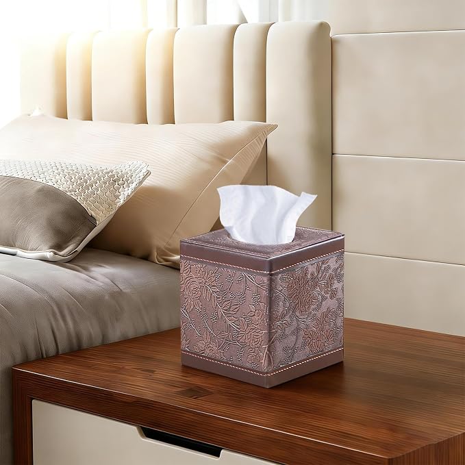 Leather Tissue Box Cover Square, Upgrade 99% Compatible Large Size, Cube Tissue - Image 7