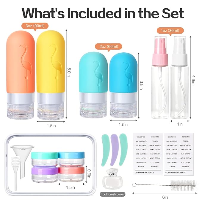 Empty 3 oz Travel Size Bottles Toiletries Containers - Image 2