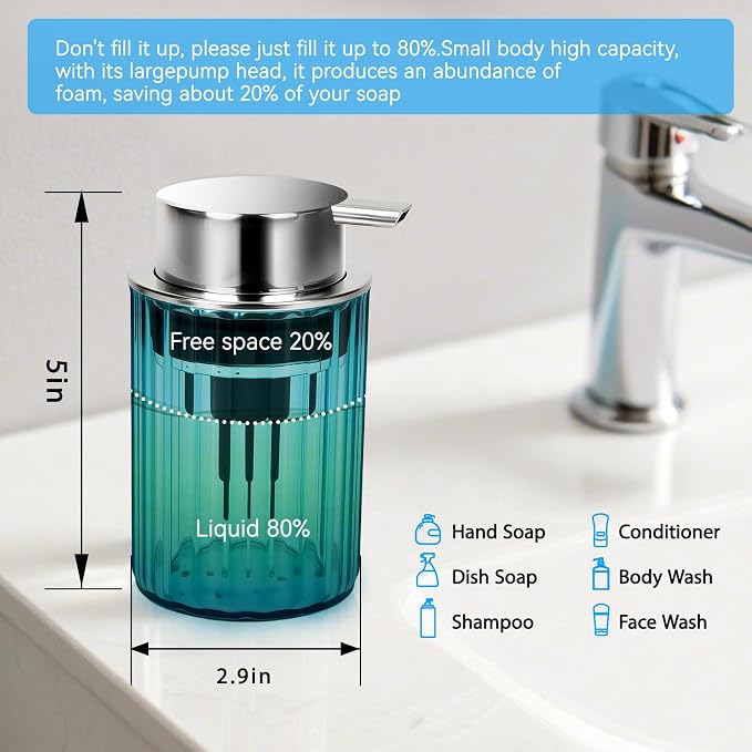Foaming Hand Soap Dispenser 350ml Refillable Vintage-Inspired Modern Plastic - Image 3