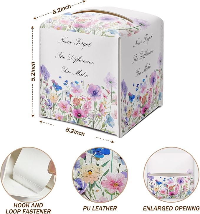 Vintage Floral Purple Tissue Box Cover Square - Image 2