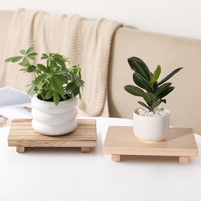 Bathroom Counter Organizer Wood Pedestal Stand Farmhouse Decorative Tray Soap - Image 4