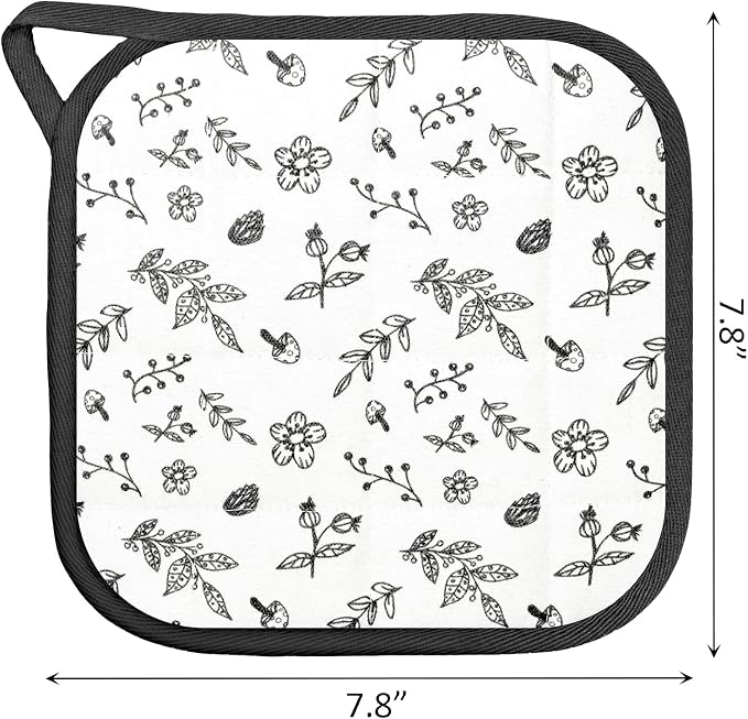 6 Pack Pot Holders 100% Cotton Heat Resistant Potholder, Machine Washable Pot - Image 2