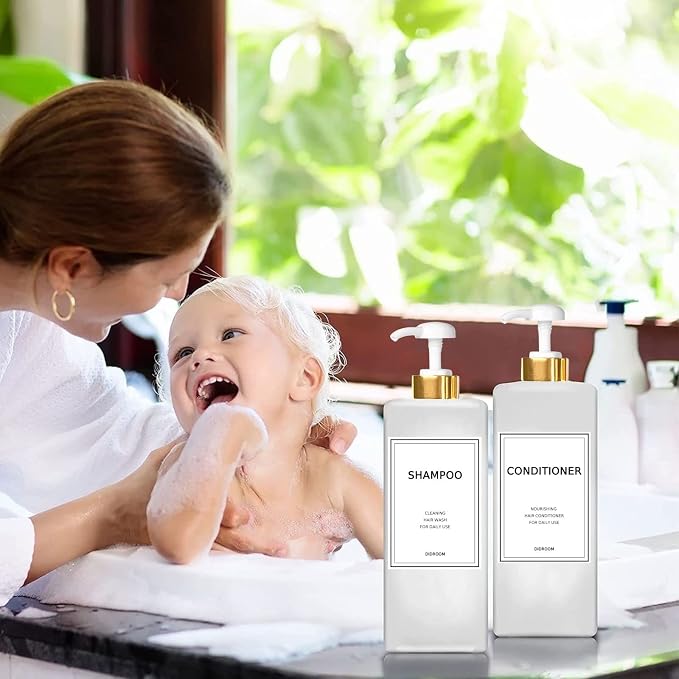 DIDROOM Modern Gold Shampoo and Conditioner Dispenser Refillable Pump Bottle - Image 6