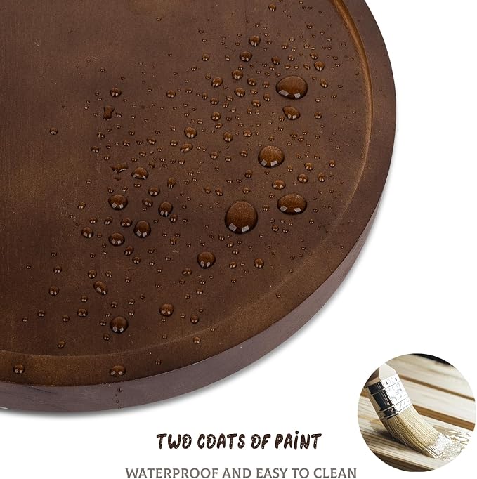 zoocatia Round Decorative Tray Wood Bathroom Counter Organizer Farmhouse - Image 3