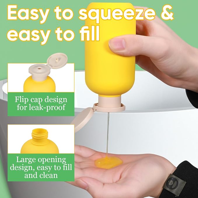 3 PACK Travel Shampoo Bottle, Empty Plastic Squeeze Bottles 6.8oz - Image 2