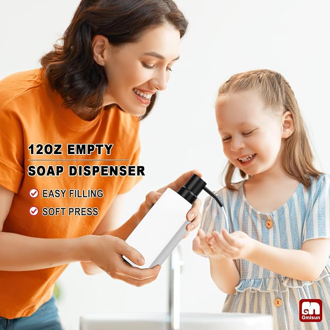 GMISUN White Soap Dispenser Bathroom, Hand Glass Soap Dispenser - Image 6