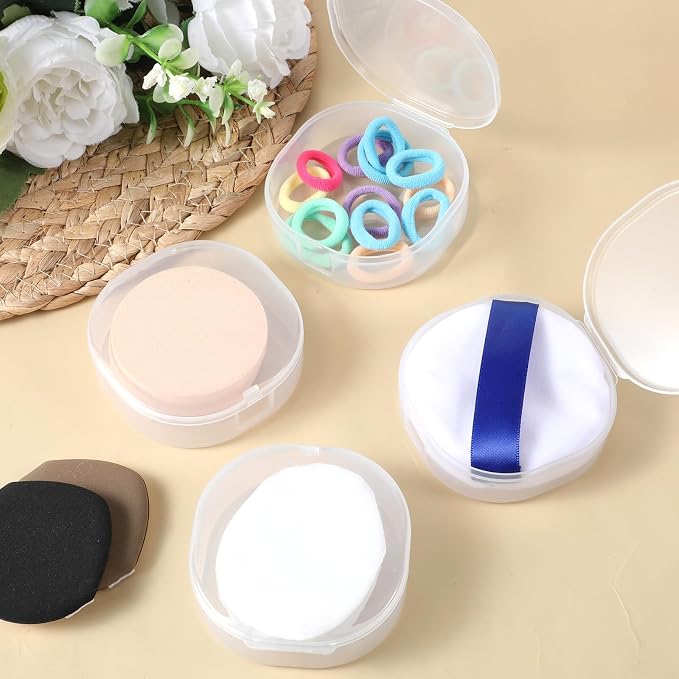 4 Pcs Square Powder Puff Holders Cases, 0.9 Inch Deep Travel Portable Cotton - Image 3