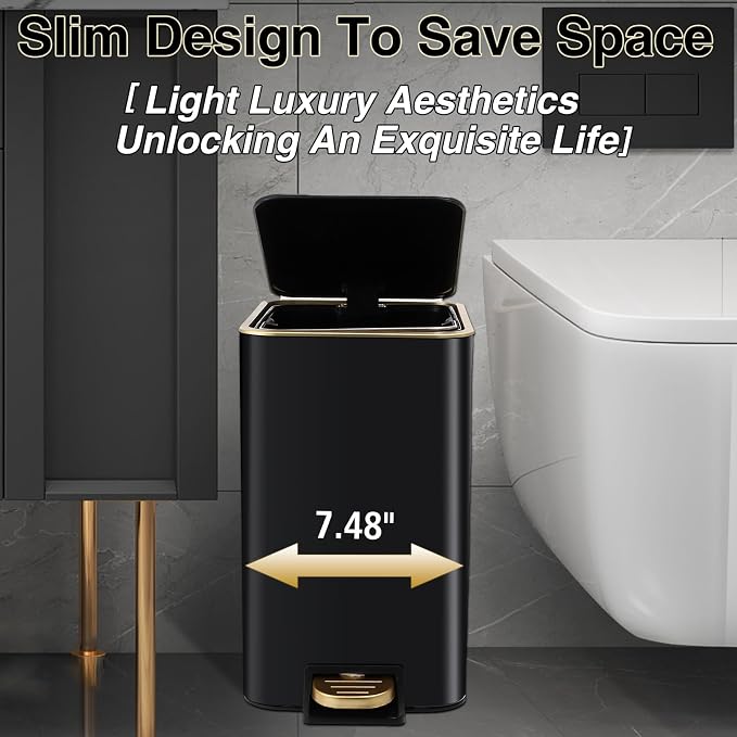Black Bathroom Accessories 8 Piece Black and Gold Bathroom Set, Bathroom - Image 4
