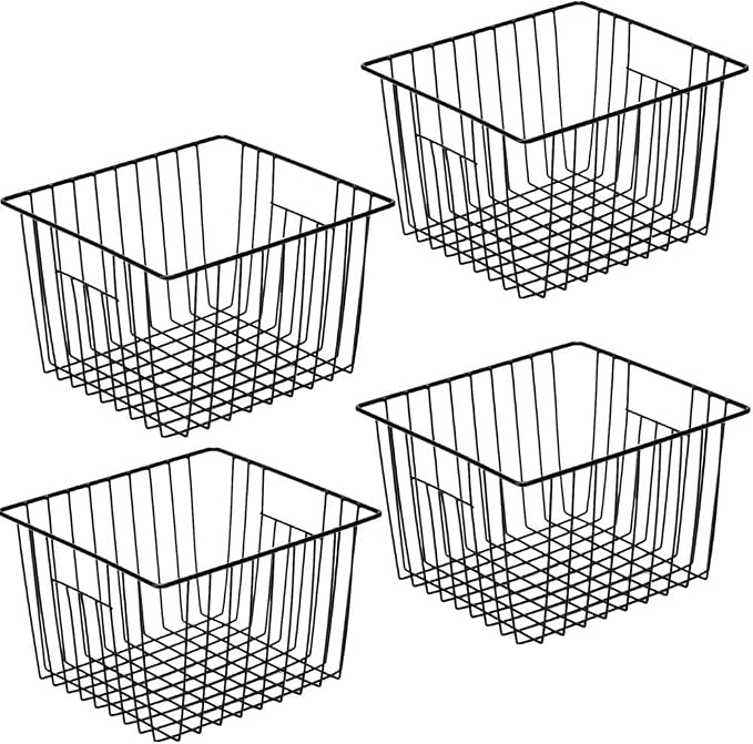 SANNO Black Closet Baskets Freezer Baskets Pantry Storage Wire Basket, Wire by SANNO