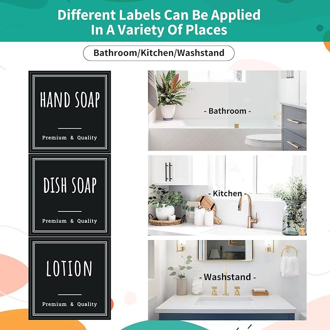 Segbeauty Kitchen Organization Labels, Reusable Hand Soap Dispenser Sticker - Image 6