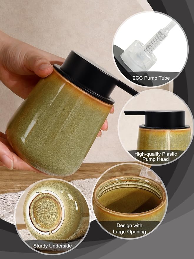 INGOFIN Ceramic Foaming Soap Dispenser - 12 oz Refillable Foam Hand Soap - Image 4