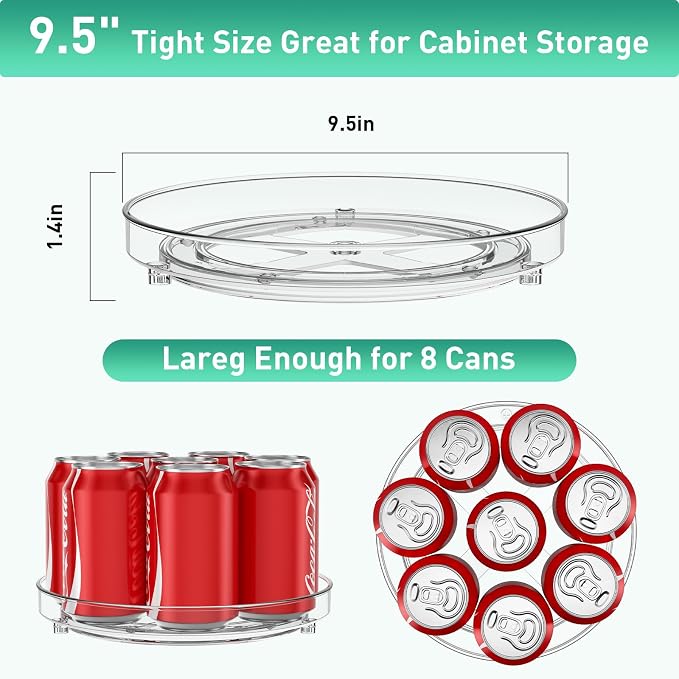 4 Pack Lazy Susan Organizer, 9.5 Inch Lazy Susan Turntable - Image 3