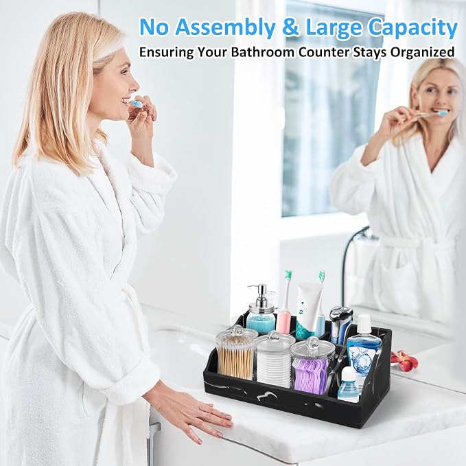 Marble Bathroom Countertop Organizer, Toothbrush and Toothpaste Holder - Image 8