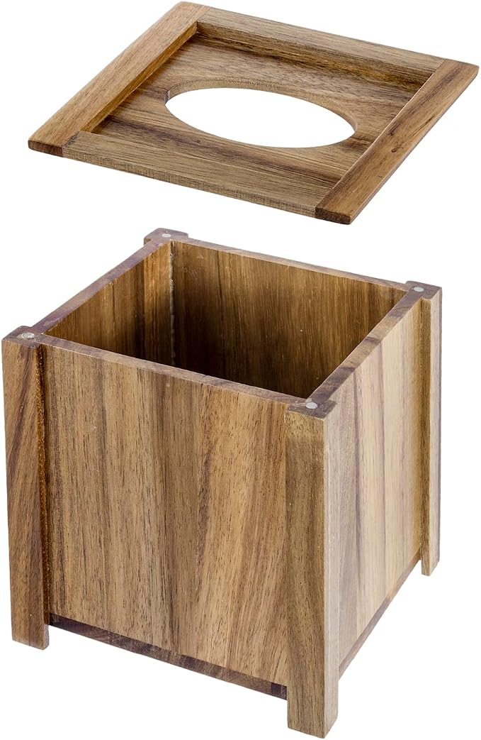 MyGift Premium Acacia Solid Wood Square Tissue Box Holder - Image 6
