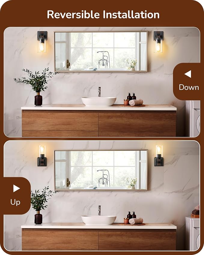 EDISHINE Wall Sconces Set of 2, Farmhouse Vanity Light Fixtures - Image 4