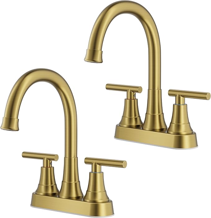 FORIOUS Brushed Gold Bathroom Faucets, 4 Inch Centerset Bathroom Sink Faucet 2 by FORIOUS