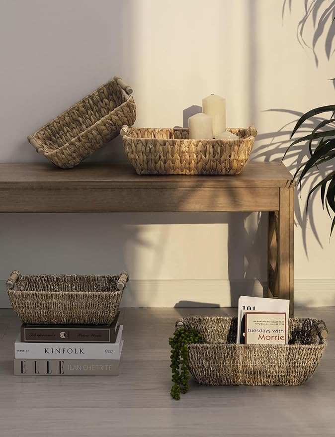 StorageWorks Small Baskets for Shelf, Seagrass Woven Basket - Image 7