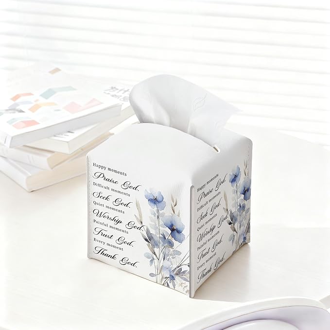 Bible Verses Christian Tissue Box Cover Square, Happy Moment Praise God - Image 4