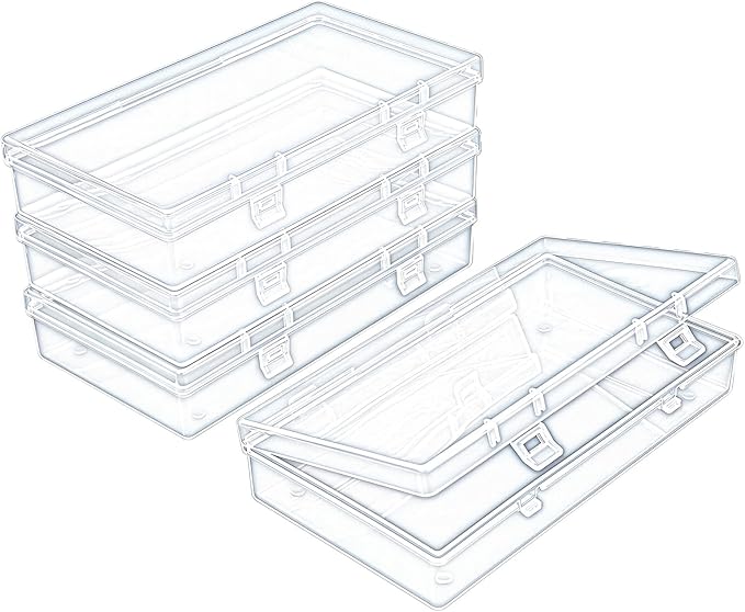 4 Pack Rectangular Clear Plastic Storage Containers Box by Thintinick