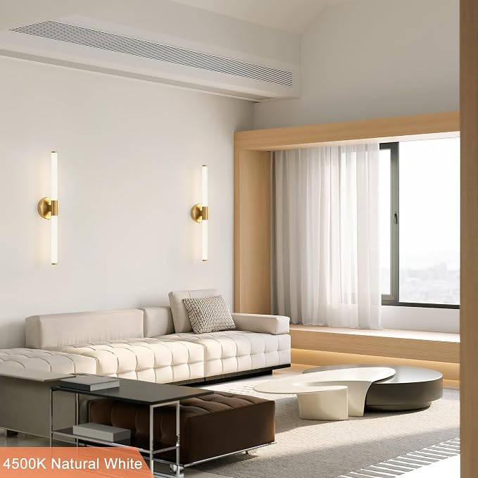 Gold Wall Sconces Set of Two Hardwired, Dimmable 5CCT LED Bathroom Light - Image 9
