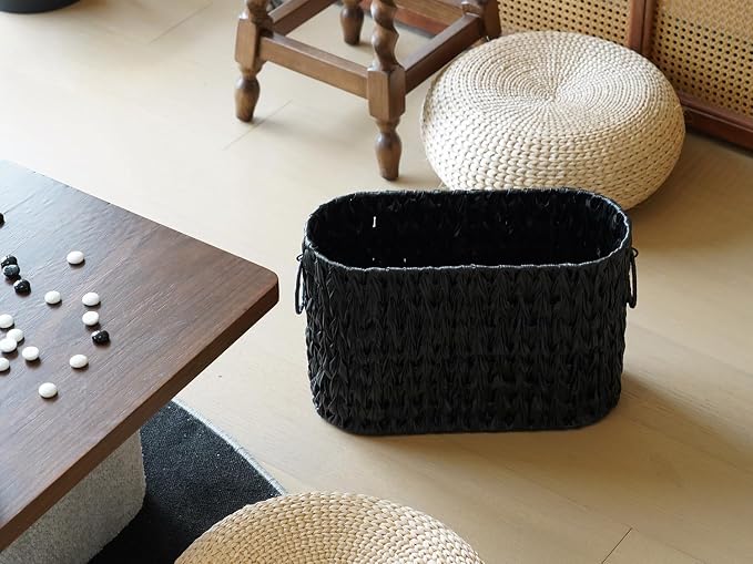 Black Toilet Paper Storage Basket, Large Free Standing Toilet Paper Organizer - Image 9