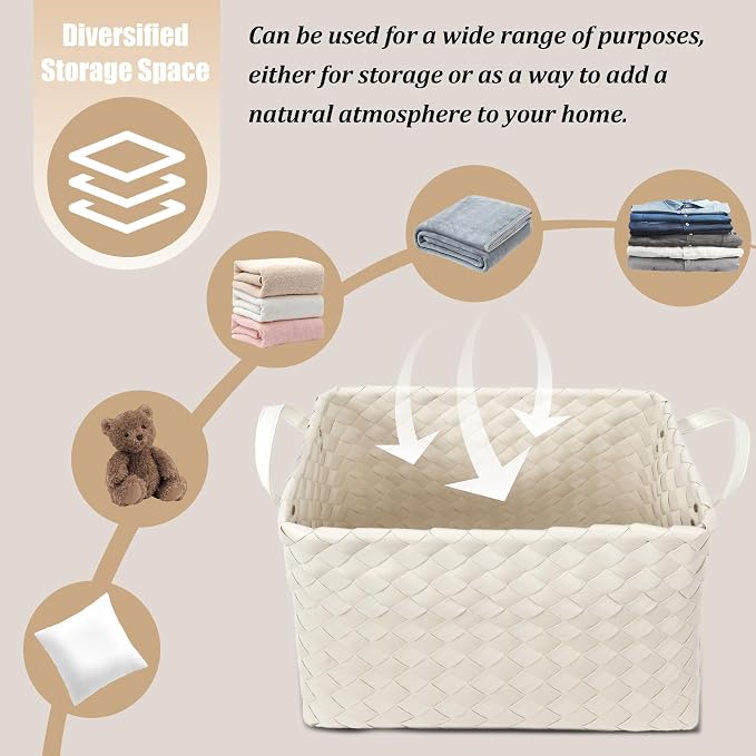 Handwoven Clothes Basket Laundry Hampers Large Wicker Storage Baskets - Image 3