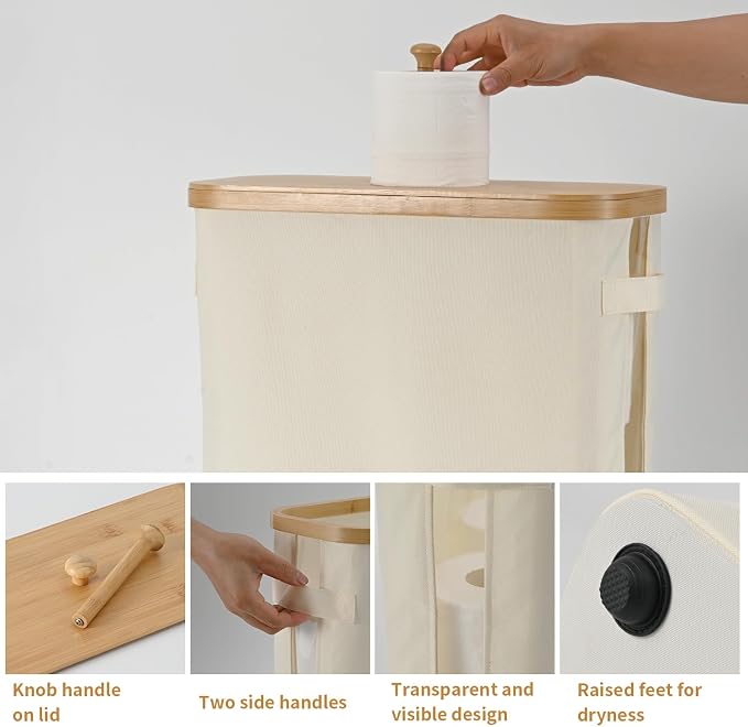 32L Bamboo Toilet Paper Storage Basket - Image 5