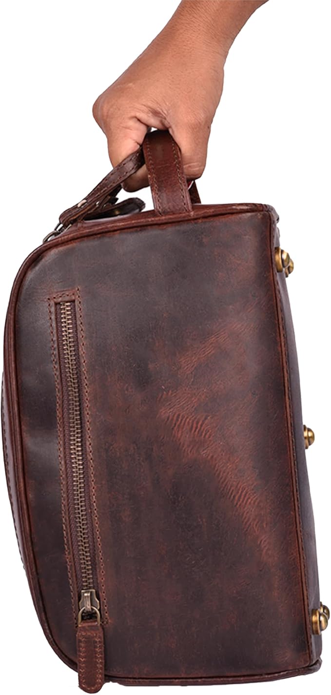 Premium Leather King Size Toiletry Travel Pouch – Handcrafted Dopp Kit - Image 7