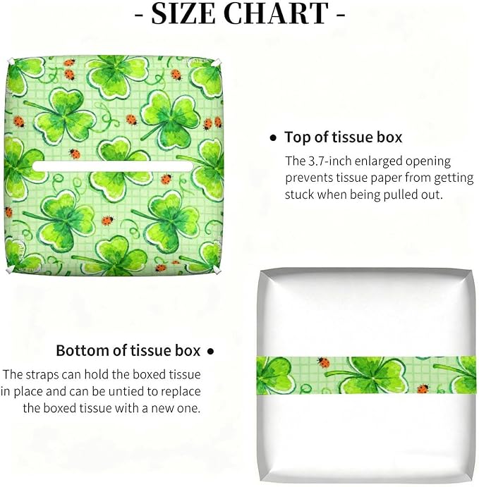 Lucky Clover Tissue Box Cover St. Patrick's Day Leather Tissue Box Holder - Image 3