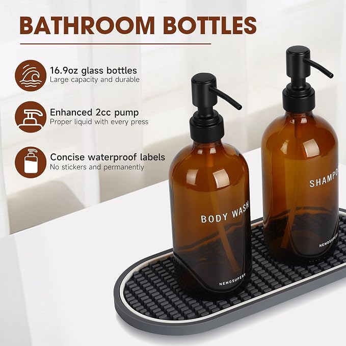 Glass Shampoo and Conditioner Dispenser-Shower Soap Dispenser - Image 2