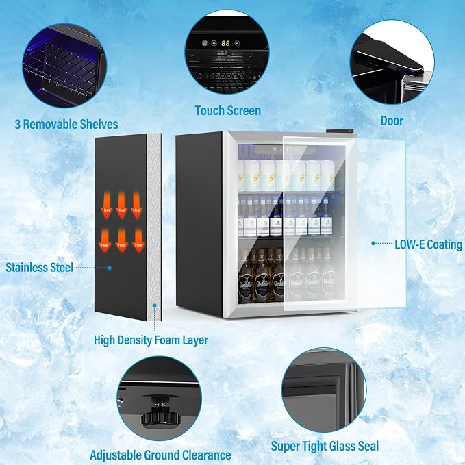 Beverage Refrigerator and Cooler, 76 Can/1.7 Cu Ft Mini Fridge - Image 2