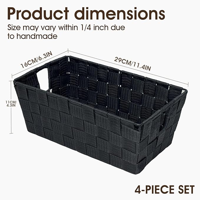 homyfort Black Storage Baskets for Shelves, Woven Shelf Baskets for Organizing - Image 2