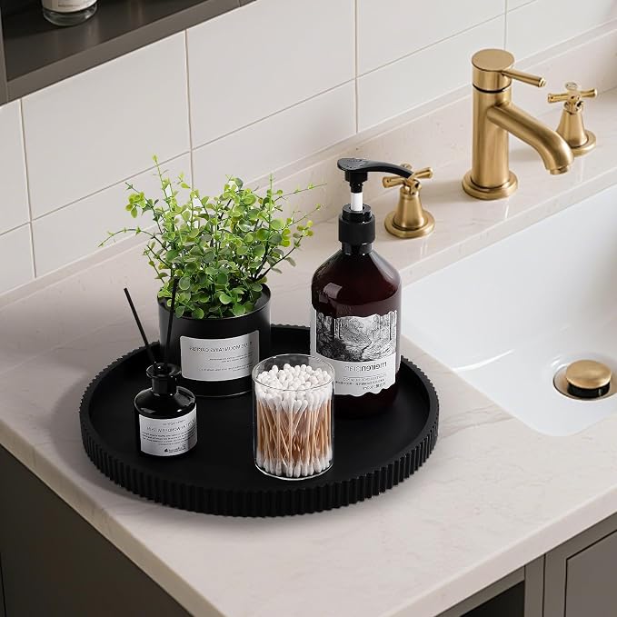 Silicone Bathroom Tray Round Kitchen Counter Organizer Decorative Vanity - Image 2