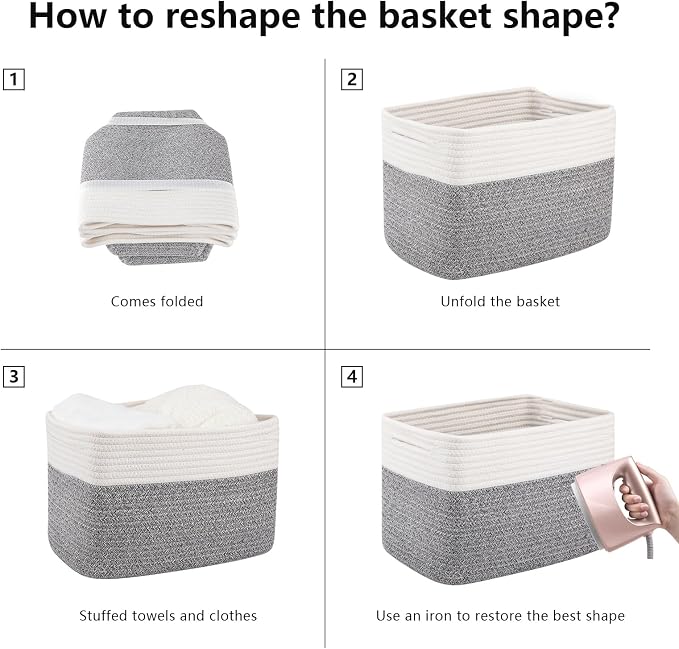 OIAHOMY 4 Pack Storage Baskets for Organizing, Basket for Shelves - Image 5